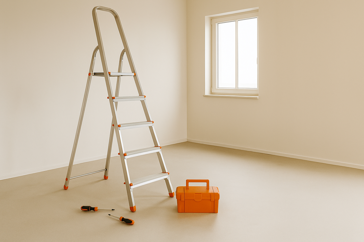 Outils et échelle dans un atelier